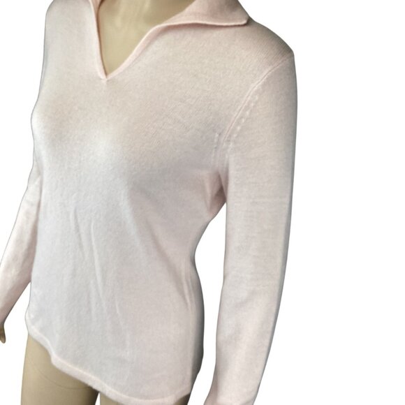 Peck‎ & Peck Womens Cashmere Sweater Size Small Light Pink Long Sleeve Collared - Picture 4 of 7